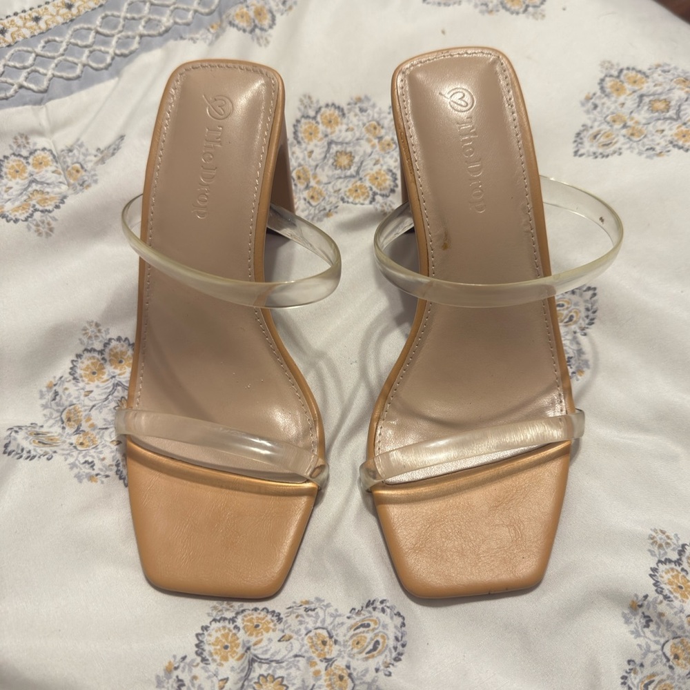 Clear Strap Tan Heels